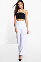 Boohoo Isabel High Waisted Pin Tuck Kick Flare Trousers Sky