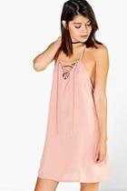 Boohoo Helena Lace Up Strappy Swing Dress