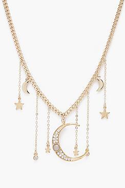 Boohoo Moon And Stars Charm Necklace