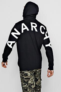 Boohoo Back Print Rugby Hooded Sweatshirt