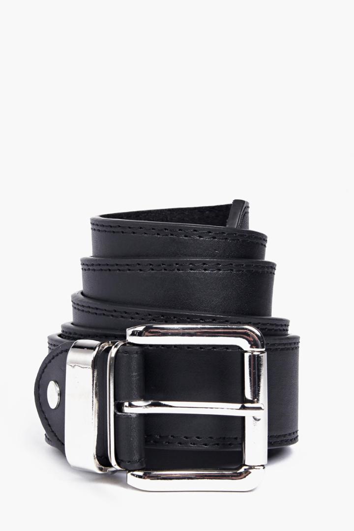 Boohoo Double Stitched Leather Lined Belt Black