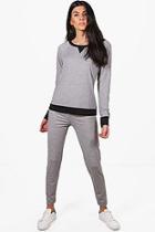 Boohoo Black Trim Raglan & Legging Set