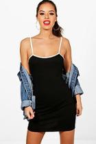 Boohoo Petite Hayley Contrast Binding Strappy Dress
