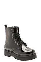 Boohoo Patent Lace Up Chunky Hiker Boots