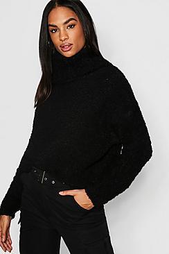 Boohoo Tall Bobble Knit Oversized Roll Neck Jumper