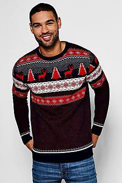 Boohoo Burgundy Fairisle Christmas Jumper