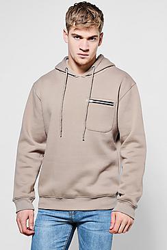 Boohoo Zip Pocket Detail Over The Head Hoodie