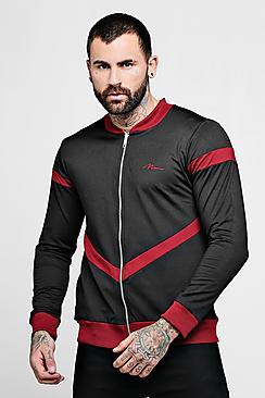 Boohoo Chevron Panel Detail Man Signature Bomber