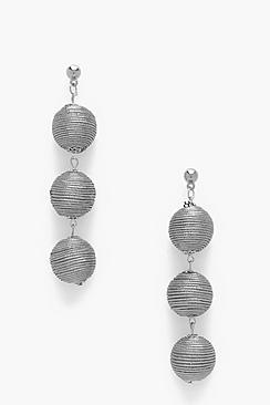 Boohoo Metallic Triple Ball Drop Earrings