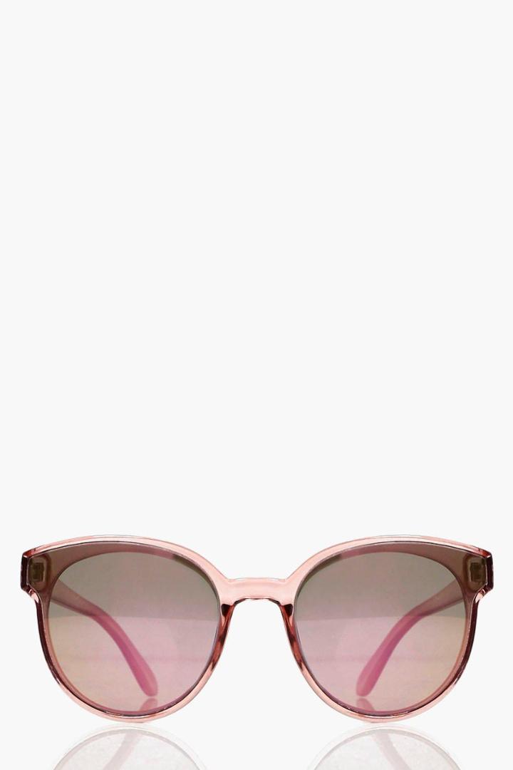 Boohoo Lucy Flat Pastel Lense Retro Sunglasses Orange