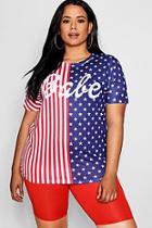 Boohoo Plus Shannon Stars & Stripes Babe Tee