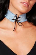 Boohoo Jenny Lace Up Denim Corset Choker Denim