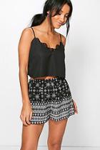 Boohoo Olivia Paisley Print Border Shorts