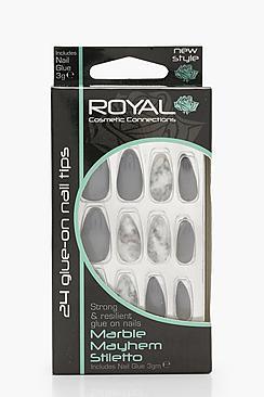 Boohoo Marble Mayhem Stiletto False Nails