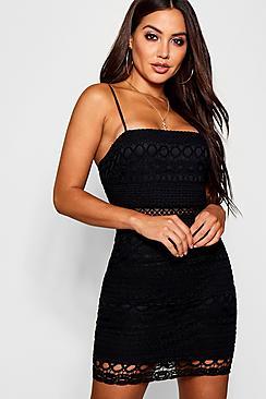 Boohoo Jaclyn Lace Sqaure Neck Bodycon Dress