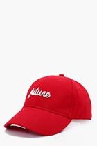 Boohoo Red Future Embroidered Cap