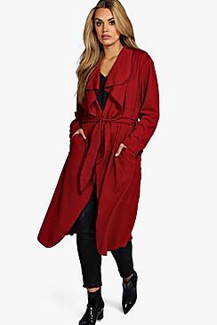 Boohoo Plus Orla Belted Shawl Collar Coat
