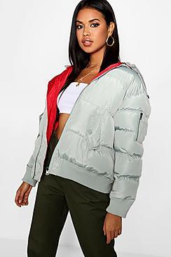 Boohoo Reversible Hooded Bomber Jacket