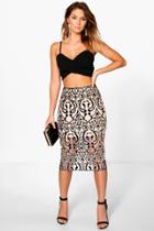 Boohoo Boutique Avianna Glitter Velvet Midi Skirt Black