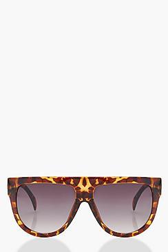 Boohoo Erin Flat Top Brow Tortoiseshell Sunglasses