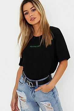 Boohoo Petite Neon No Love Lost Slogan T-shirt
