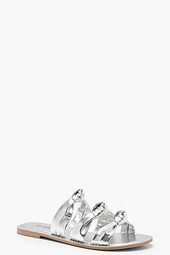 Boohoo Three Knot Leather Sandals