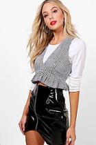Boohoo Mia Check Pleated Crop
