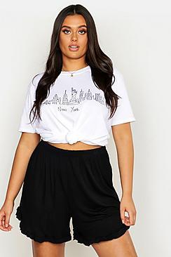 Boohoo Plus Ruffle Hem Flippy Shorts