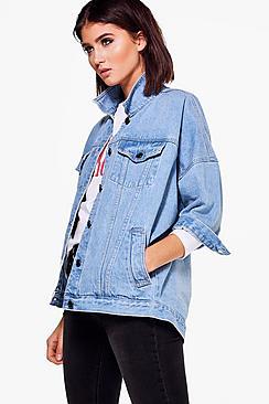 Boohoo Faye Oversize Batwing Denim Jacket