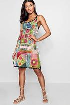 Boohoo Colourful Patchwork Crochet Dress
