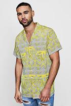 Boohoo Paisley Border Print Short Sleeve Revere Shirt