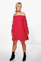 Boohoo Plus Yasmin Off The Shoulder Dress Wine