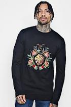 Boohoo Lion Floral Embroidered Knitted Jumper