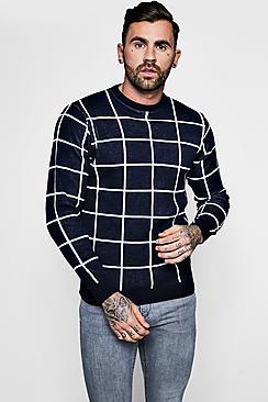 Boohoo Grid Jacquard Knitted Jumper