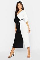 Boohoo Contrast Belted Wrap Jumpsuit