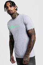 Boohoo Neon Man Paint Printed Rolled Sleeve T-shirt