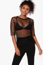 Boohoo Scarlett Wide Fishnet Oversized T-shirt Black