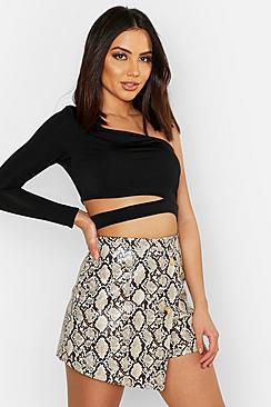 Boohoo One Shoulder Long Sleeve Cut Out Top