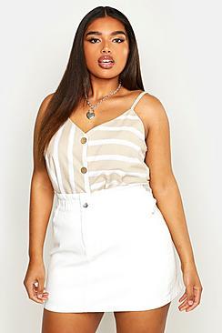Boohoo Plus Horn Button Stripe Woven Cami