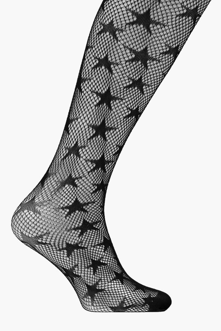 Boohoo Ebony Star Design Fishnet Tights Black