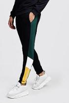 Boohoo Colour Block Panelled Man Puff Print Joggers