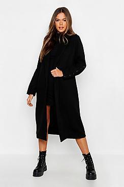 Boohoo Button Cuff Detail Wool Look Coat