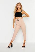 Boohoo High Rise Tortoise Shell Belt Denim Trouser