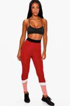 Boohoo Rose Fit Panel Running Leggings Red