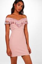 Boohoo Boutique Amy Tassle Bodycon Dress Rose