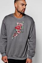 Boohoo Floral Embroidered Sweater Grey