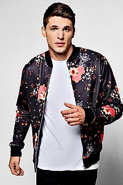 Boohoo Oriental Floral Scuba Bomber