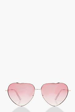 Boohoo Alice Pink Lense Love Heart Sunglasses