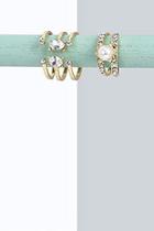 Boohoo Abigail Diamante And Faux Pearl Ring Set