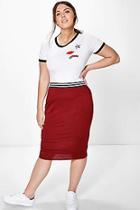 Boohoo Plus Jessie Rib Detail Midi Skirt